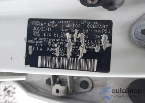 2012 Hyundai Accent Gls from USA, damaged, VIN KMHCT4AE2CU113494